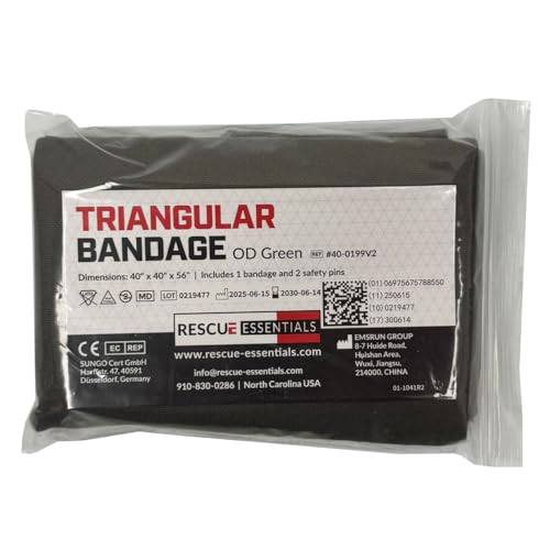Rescue Essentials Triangle Bandage with Two Safety Pins 40 x 40 x 56