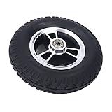 ciciglow Wheelchair Tire PU Alloy Steel Hub 7in Anti Skid Wheel, Suitable for Carts, Easy Installation