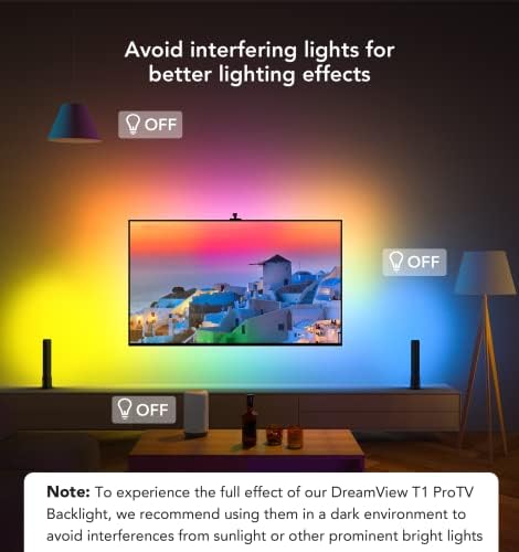 Govee Envisual WiFi RGBIC LED Lights, DreamView T1 Pro Smart LED TV Backlights, Alexa & Google Assistant Compatible Light Bars for 55-65 inch Screen
