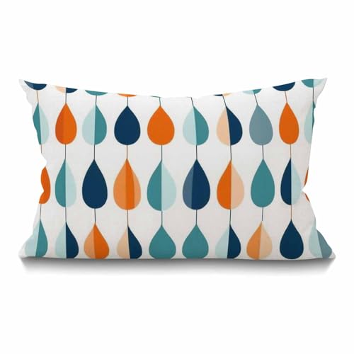Image of Smooffly Throw Pillow Cover Mid-Century Drop Shapes in Tones Modern Retro Style Waist Lumbar Cotton Linen Throw Pillow case Cushion Cover for Sofa Home Decorative Oblong 12x20 Inches