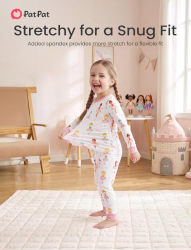Image of PATPAT Toddler & Kids Pajama Sets with Bamboo Viscose, Snug Fit Pjs for Girls, All-Season Comfort Sleepwear, Ages 2-12 Years