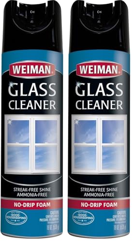 Weiman Glass Cleaner - 19 Ounce - Professional Streak Free Foaming No Drip Removes Grease Dissolves Fingerprints and Smudges (Pack of 2)