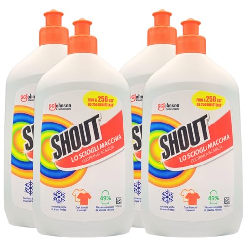 Scioglimacchia Liquido, Smacchiatore Bucato, Tripla Azione, Sicuro su Capi Bianchi e Colorati 500ml (4 Flaconi)