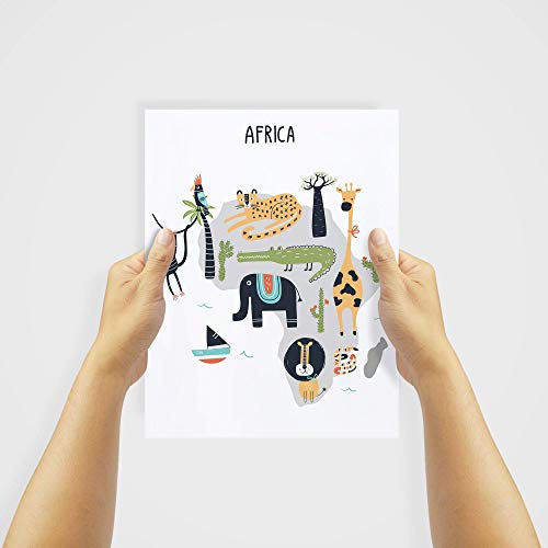 5 Continents World Map Animal Zoo Prints For Kids Whimsical Wall Art - Five Children's Posters Baby's Nursery Child's Bedroom (Unframed) Decor Printed Boys Girls By Ritzy Rose (World Map) #TOP7