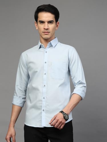 Image of Majestic Man Solid Cotton Casual Shirt - Slim Fit, Full Sleeves, Premium Button Closure