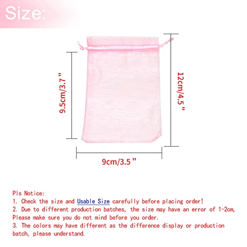 Image of Dealglad 50pcs Drawstring Organza Jewelry Candy Pouch Christmas Wedding Party Favor Gift Bags (3.5x4.5 inch, Pink)