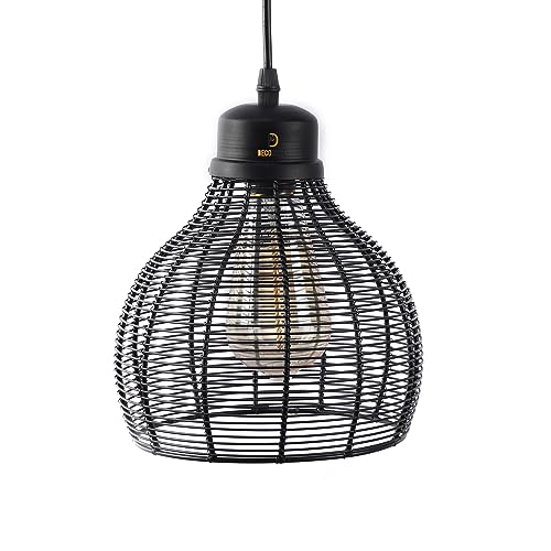 Image of DECOHOME Modern Hanging Ceiling Lamp Lights for Home & Decor | Premium Finish Pendant Light for Living Room, Bedroom & Dining Area | Stylish Indoor Lighting | Chandelier Lights (Surai-Black)