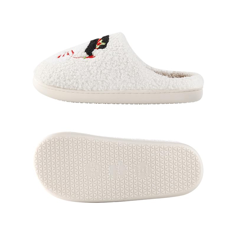 Snugeasy Christmas Slippers Reindeer for Womens Mens Soft Plush Comfy Warm Fuzzy Slippers Red Moose Santa Claus Indoor Outdoor Slip On House Slippers Christmas Gifts, Snowman, 9-10 Women/8-8.5 Men4