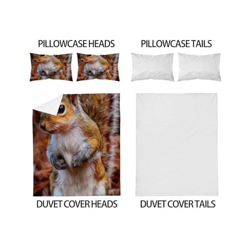 Housse de couette imprimé 3D écureuils en microfibre haute densité