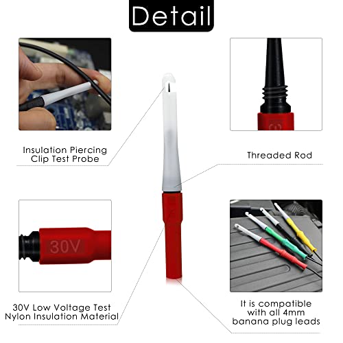 Boceuc Piercing Clip Test Probe, 0.7Mm Test Probe Pins, Non-Destructive Insulation Wire Piercing Needle, Piercing Probes Set For Banana Socket Plug Car Tester (4 Pcs) #TOP2