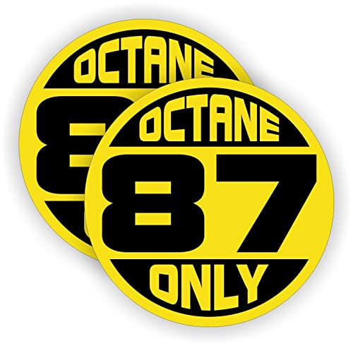 Kramer 2 pk 87 Octane ONLY Fuel Door Vinyl Stickers Gasoline Gas Pump Decals Labels 2.5 in.