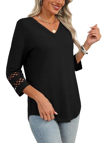 XIEERDUO 3/4 Length Sleeve Womens Tops Dressy Casual Blouses for Women 2025 Trendy V Neck T Shirts Summer Clothes4
