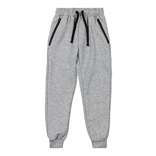 Alphadventure - Pantalón Chándal Niño, Pantalón de Deporte Espartaco | Colores Azul y Gris | Tallas de 6 a los 14 años. (8, Gris) Cover