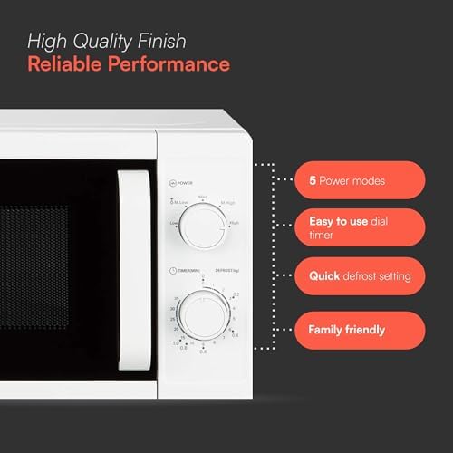 Cookology 800W Freestanding Microwave - 20L Capacity, White - Image 6