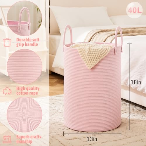 image for Artfeel Laundry Basket,Woven Cotton Rope Laundry Hamper,40L for Decora