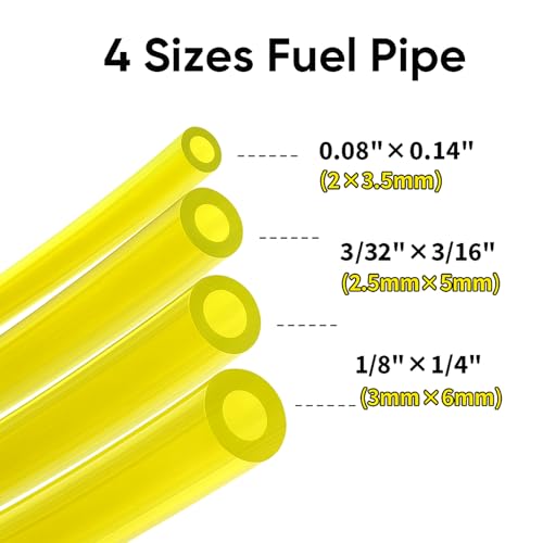 Strimmer Fuel Line Kit for Lawnmower & Chainsaw – 4 Sizes Petrol Fuel Hose Tubes – Durable Fuel Pipe for Blower, Trimmer, Pressure Washer – Universal Flexible Gas Line 1 m Each - Image 2