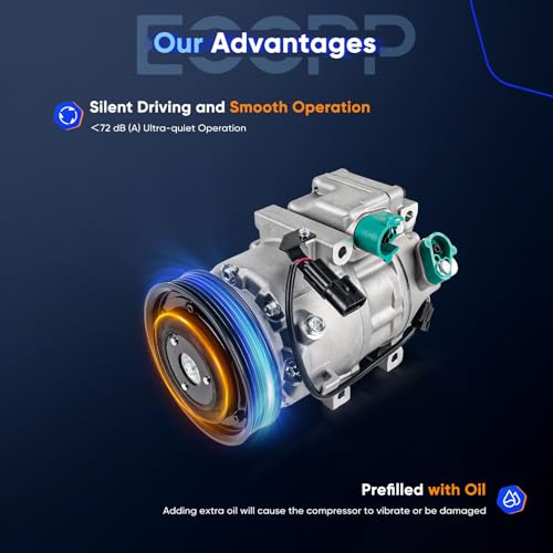 Image of ECCPP AC Compressor Fit for Kia Sorento 2.4L 2011-2015 | Fit for Hyundai Santa Fe Sport 2.0L 2.4L 2013-2018 Strong Cooling AC Compressor with Clutch