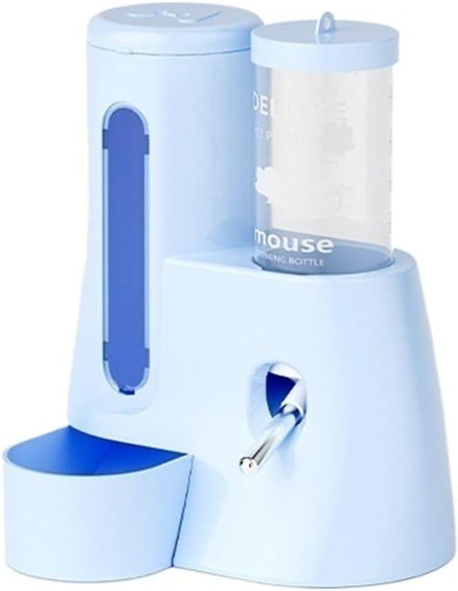 Automatic Hamster Feeder Water Bottle Anti-Spill Cage Mounted(White)