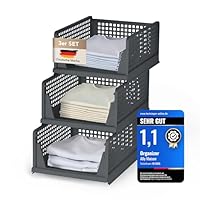 Ally Maison® Schrank Organizer 3er Set (Faltbar & Stapelbar) – Kleiderschrank Organizer Boxen, platzsparende Aufbewahrungsbox aus Kunststoff – für Schrank, Bad, Küche & Büro geeignet – Anthrazit