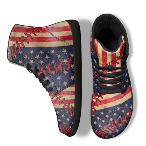 Binienty American Flag Shoes, Mens Baseball Barefoot Shoes Size 11.5 Wide Toe Box Comfortable Training Shoes for Women Men Anti-Slip Outdoor Running Walking Sneakers with Ankle Support