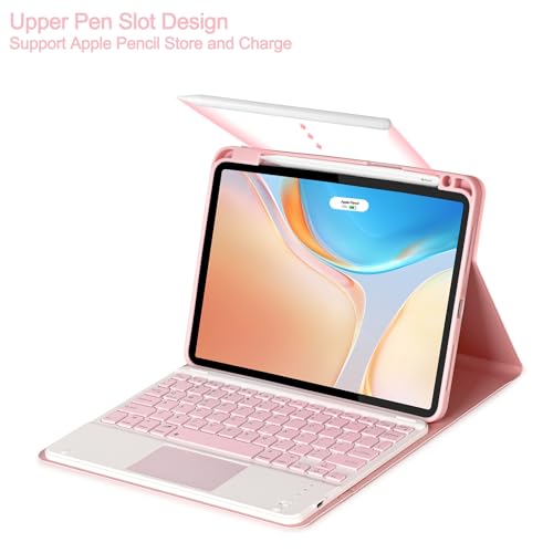 Eisuiyi Keyboard Case for iPad Pro 11" (M4) 2024/(M5) 2025, Detachable Touchpad BT Keyboard, Magentic Protective Cover with Pencil Holder, Full Protection, Pink by Eisuiyi - Image 4