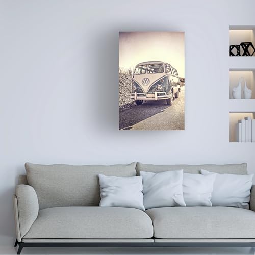 Wrapped Canvas Wall Art - Edward M. Fielding 'Surfers Vintage VW Bus' Wall Art for Living Room, Bedroom, or Office Décor - 12x19 by Trademark Fine Art - Used condition - Image 3