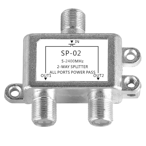 2 Vías Divisor de TV, Distribuidor de 2 Vías, El Interruptor Sat, Rango de Frecuencia de 5 a 2.400 MHz Alta Protección contra Interferencias, Robusto y Fácil de Instalar