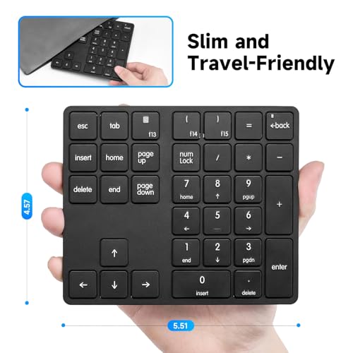 havit Wireless Number Pad for Laptop, Fully Compatible with Mac OS, iPad, Windows, and Android Devices – 2.4G Rechargeable 34-Key Numeric Keypad