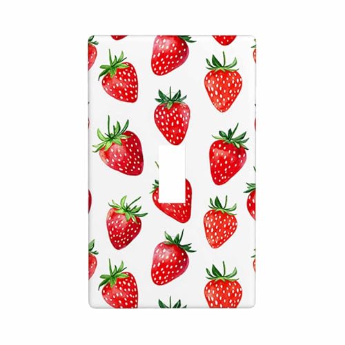 Plaque pour interrupteur motif fraises pour remplacer un cache usé