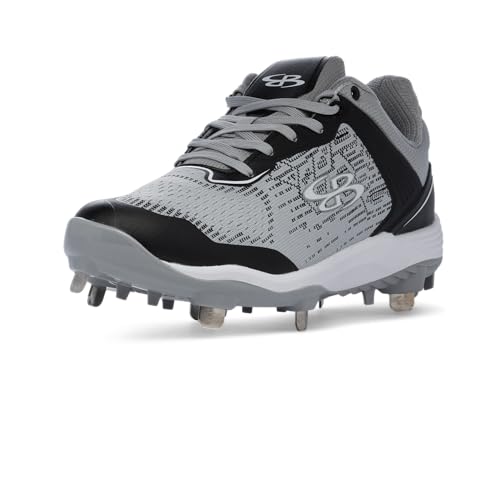 Boombah Viper Pureknit Women's Metal Cleat - Smoke Gray/Black/White/Gray - Size 8