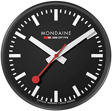 Mondaine A990.Clock.64SBB Wall Clock Black Dial Black Frame