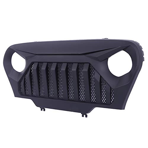 BLPextrm Off-Road Front Grill Grille Cover with Mesh for 1997-2006 Wrangler TJ Unlimited Sahara Sport Modified Matte Black