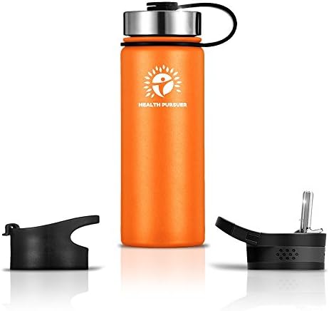 Stainless Steel Water Bottle/Thermos18, 22, 32, 40, 64 oz 8 colors Do. Wall Vacuum Insulated:Wide Mouth Metal Travel Tumbler:Heavy Duty Reusable BPA Twist Lid Bottle for Hot/Cold Liquid: Bonus-2 Lids