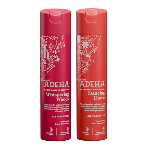 Image of Kleenest Adeha Room Air Freshener Spray Combo - Waves of Serenity & Dancing Dawn | Alcohol Free Long Lasting Fragrance for Home & Office | Room Freshener Spray Combo Pack | 218 ml x 2