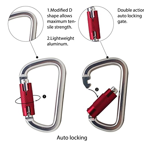 Fusion Climb Auto Locking Carabiner 25KN Swift - Professional Rock Climbing Carabiner - Heavy Duty Steel Clip - Auto Locking Carabiner for Climbing, Rappelling, D Shaped - UIAA ANSI Compliant