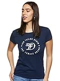 Rundhalsausschnitt TOM TAILOR Denim Damen Basic Logo Tee T Shirt, Real Navy Blue, S EU