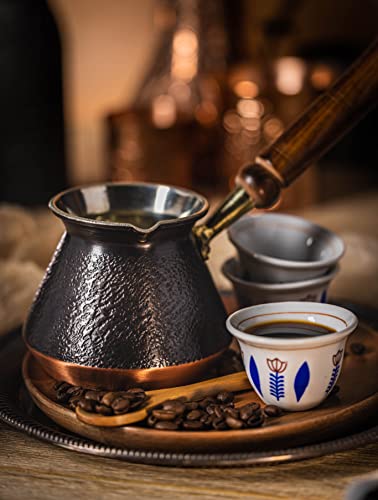 Ydb Copper - 2021 - Kda Series (Large)-Turkish Greek Arabic Armenian Coffee Pot With Wood Handle/Thickest Solid Hammered Antique Copper Cezve,Jezve,Jazva,Ibrik,Briki,Coffee Maker For Stovetop(18 Floz) #TOP3