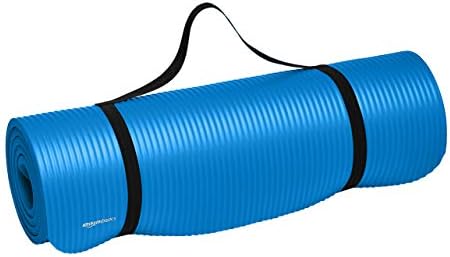 Amazon Basics Extra Thick Exercise Yoga Gym Floor Mat with Carrying Strap - 74 x 24 x .5 Inches, Blue