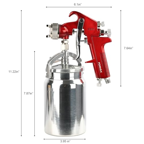 FORNAX Professional Siphon Feed Spray Gun, 1000cc Paint Cup, 1.4/1.7/2.0mm Nozzles, 6 CFM Air Consumption, 1/4" NPT Air Inlet, for Car Painting, Furniture, Automotive, Woodworking, Metal Spraying by FORNAX - Image 2