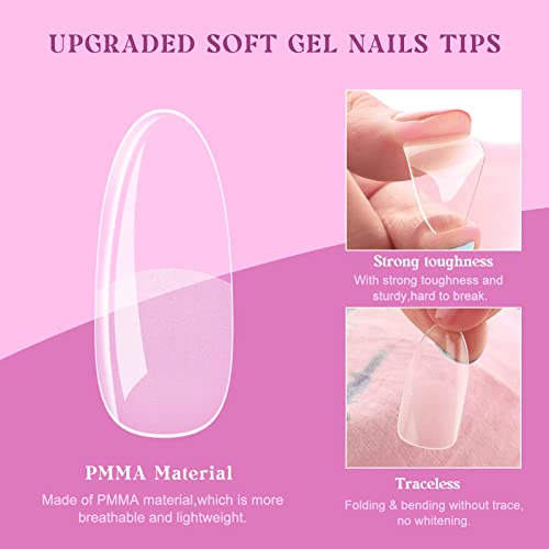 Arousar Nail Tips, 500 Pcs Clear Acrylic Nail Extension Set In 10 Sizes, Half Matte Medium Round Full Cover Press On False Nail Tips With 20Ml Glue Gel For Diy Nail Art (Round Gel Tips-01) #TOP3