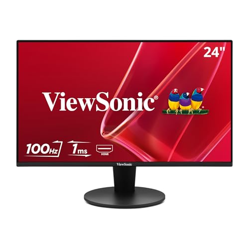 ViewSonic VS2447M 24 Inch 1080p Monitor, 100Hz Refresh Rate for Productive Home and Office Spaces, Eye Care Technology, Thin Bezels, HDMI, and VGA Inputs