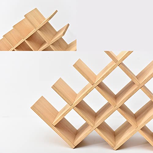 KIRIGEN Wooden 13-Bottle Wine Rack, Nature Wood 4-Tier Wine Display Rack/Free Standing and Countertop Wine Storage Shelf - Image 4