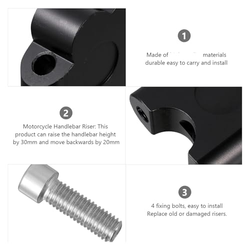 Elevadores manillar de moto con abrazadera de aluminio negro para elevación estable 2