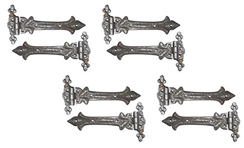 Image of Adonai Hardware Adonijah Antique Cast Iron Strap T Hinge (7.9 inch x 8 Pack, Natural Iron Unlacquered) for Barn Doors, Gates, Kitchen Cabinets, Sheds, Wooden Box, Furniture, Cedar Chest and Trunks