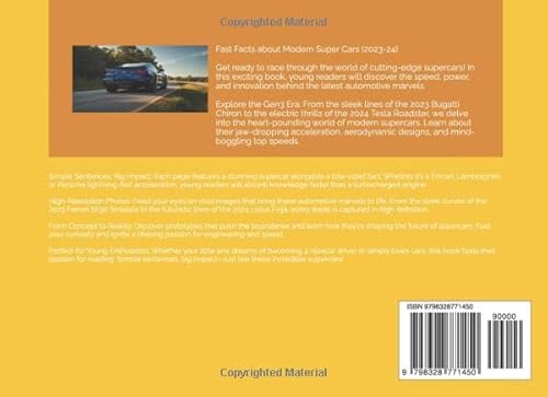 Fast Facts about Modern Super Cars (2023-24): Simple Sentences for Young Readers (Revving and Reading)