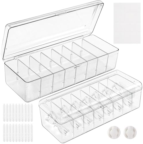 Arvok 2er Set Kabel Organizer Box - Aufbewahrungsbox Mit 8 Verstellbaren Fächern
