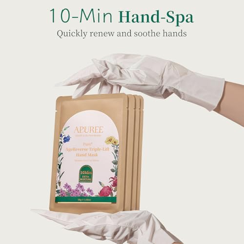 APUREE Anti Aging Hand Mask Gloves: 10-Minute Repair& Extra Moisture (5 * 30g)| for Severely Dry & Cracked Hands | Luxury Home SPA & 7 Peptides Collagen| All Skin Types| Vegan & Cruelty Free — view 6
