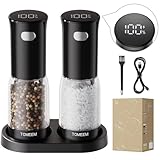 Electric Salt and Pepper Grinder Set with LED Power Indicator, Fast Type-C Charging, 5-Level Grind Adjustment, Upgraded Capacity Salt and Pepper...