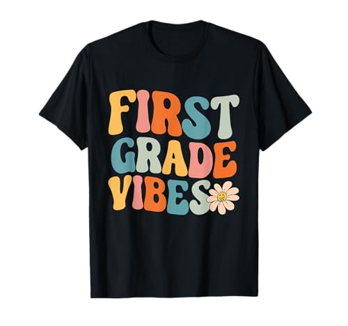 First Grade Vibes Cute Retro Back to School Ragazzi Ragazze Bambini Maglietta