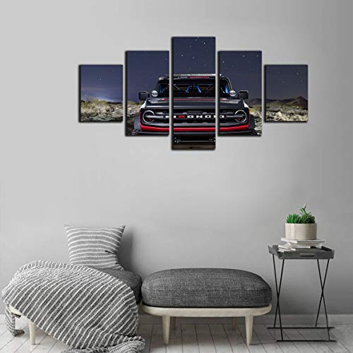 Walkking Ways 5 Pieces Wall Art Painting Bronco Truck Canvas Printing, Starry Sky Poster And Pictures Morden Decor For Living Room Decorations (Frame,L) #TOP3